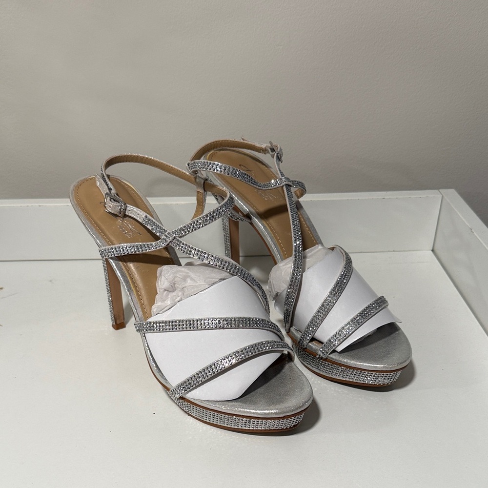 Elegant Silver Strappy Women's Heels